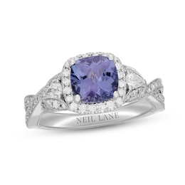 Neil Lane Tanzanite & Diamond Engagement Ring 5/8 ct tw Pear & Round-cut 14K White Gold