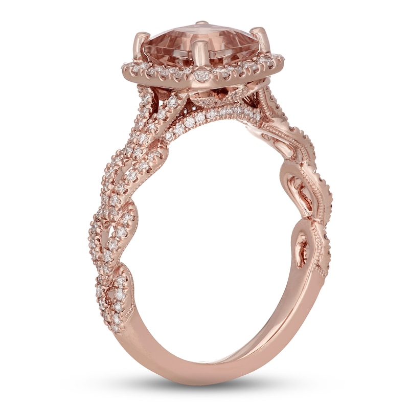 Neil Lane Morganite & Diamond Engagement Ring 1/2 ct tw Round-cut 14K Rose Gold