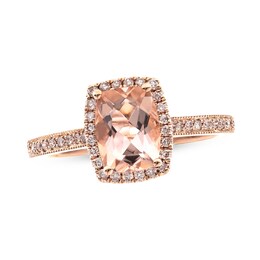 Morganite & Diamond Engagement Ring 1/5 ct tw Cushion-cut 14K Rose Gold