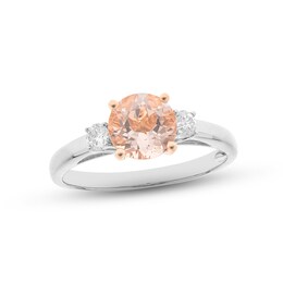 Morganite & Diamond Engagement Ring 1/8 ct tw Round-cut 14K Two-Tone Gold