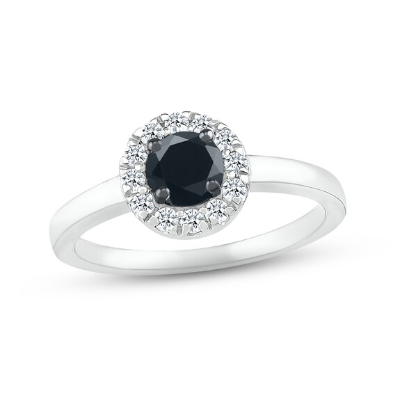 Adore Black & White Diamond Engagement Ring 5/8 ct tw Round-cut 10K White Gold