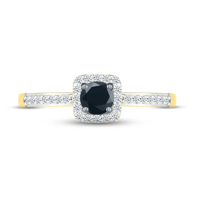 Black & White Diamond Engagement Ring 3/8 ct tw Round-cut 10K Yellow Gold