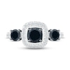 Thumbnail Image 1 of Black & White Diamond Engagement Ring 1-1/6 ct tw Round-cut 10K White Gold
