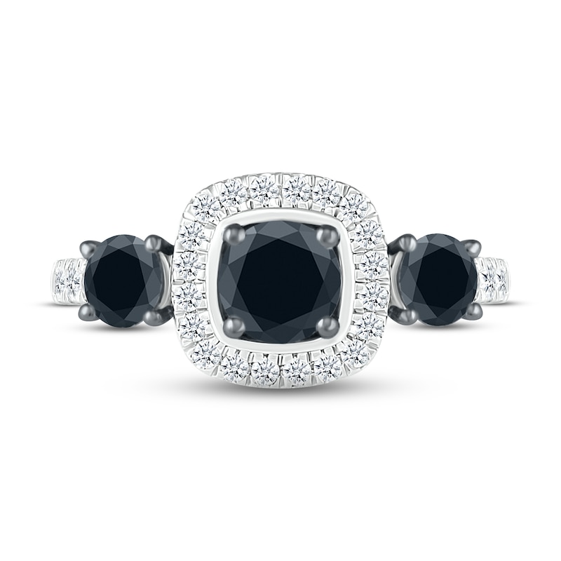 Black & White Diamond Engagement Ring 1-1/6 ct tw Round-cut 10K White Gold