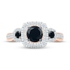 Thumbnail Image 1 of Black & White Diamond Engagement Ring 1-1/4 ct tw Round-cut 10K Rose Gold