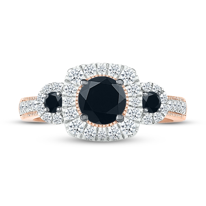 Black & White Diamond Engagement Ring 1-1/4 ct tw Round-cut 10K Rose Gold