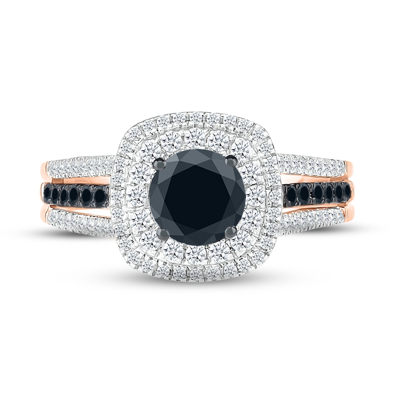 Black & White Diamond Engagement Ring 1 ct tw 10K Rose Gold