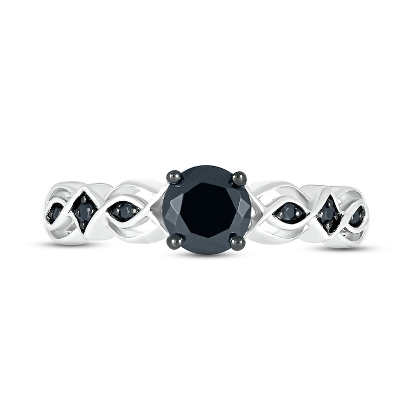 Black Diamond Engagement Ring 1/2 ct tw Round-cut 10K White Gold