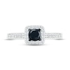 Thumbnail Image 1 of Black & White Diamond Engagement Ring 3/8 ct tw Round-cut 10K White Gold
