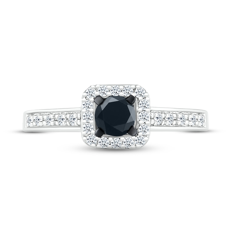 Black & White Diamond Engagement Ring 3/8 ct tw Round-cut 10K White Gold