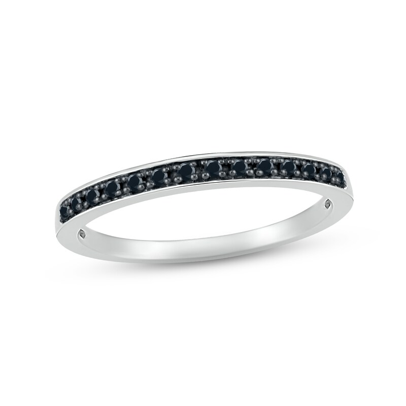 Main Image 1 of Adore Black Diamond Wedding Band 1/15 ct tw Round-cut 10K White Gold