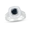 Thumbnail Image 0 of Black & White Diamond Engagement Ring 1-1/4 ct tw Round & Baguette-cut 10K White Gold