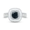 Thumbnail Image 1 of Black & White Diamond Engagement Ring 1-1/4 ct tw Round & Baguette-cut 10K White Gold