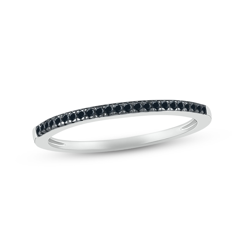 Black Diamond Wedding Band 1/8 ct tw Round-cut 10K White Gold