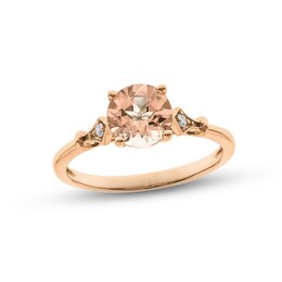 Morganite & Diamond Engagement Ring 1/20 ct tw Round-cut 14K Rose Gold