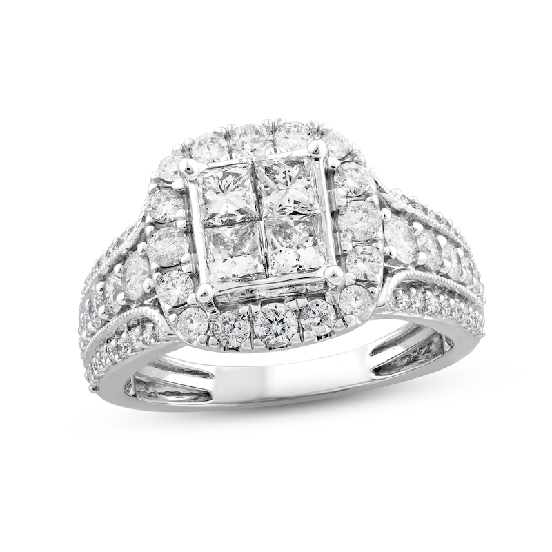 Main Image 1 of Diamond Engagement Ring 1-3/4 ct tw Princess & Round-cut 14K White Gold