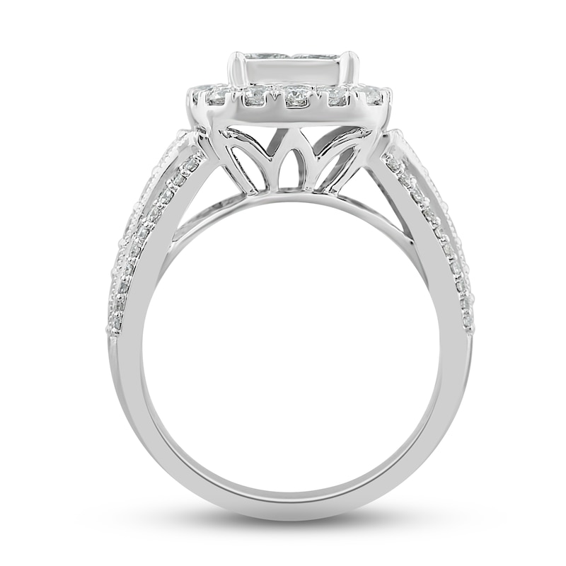 Main Image 3 of Diamond Engagement Ring 1-3/4 ct tw Princess & Round-cut 14K White Gold