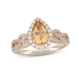 Neil Lane Citrine & Diamond Engagement Ring 1/2 ct tw Round-cut 14K Yellow Gold