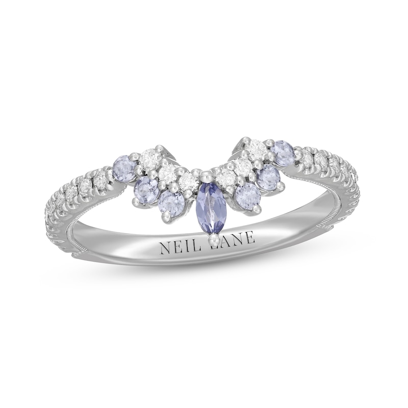 Neil Lane Tanzanite & Diamond Wedding Band 1/4 ct tw Round-cut 14K White Gold