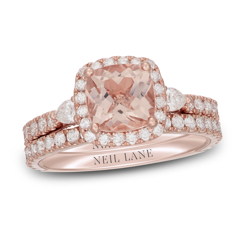 Neil Lane Cushion-cut Morganite Bridal Set 1 ct tw Diamonds 14K Rose Gold