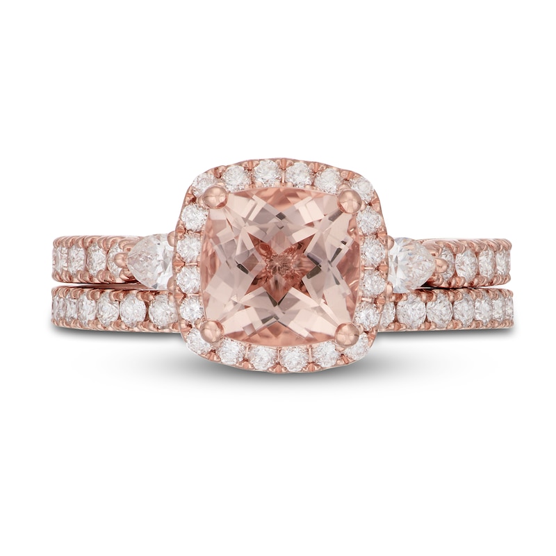 Neil Lane Cushion-cut Morganite Bridal Set 1 ct tw Diamonds 14K Rose ...