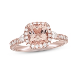 Neil Lane Morganite & Diamond Engagement Ring 3/4 ct tw Cushion, Pear & Round-cut 14K Rose Gold