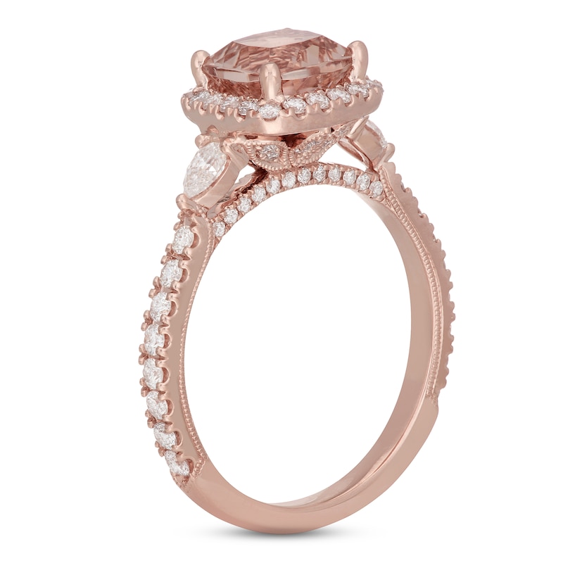 Neil Lane Morganite & Diamond Engagement Ring 3/4 ct tw Cushion, Pear & Round-cut 14K Rose Gold