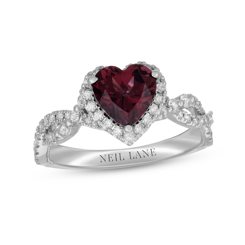 Neil Lane Rhodolite Garnet & Diamond Engagement Ring 1/2 ct tw Round-cut 14K White Gold