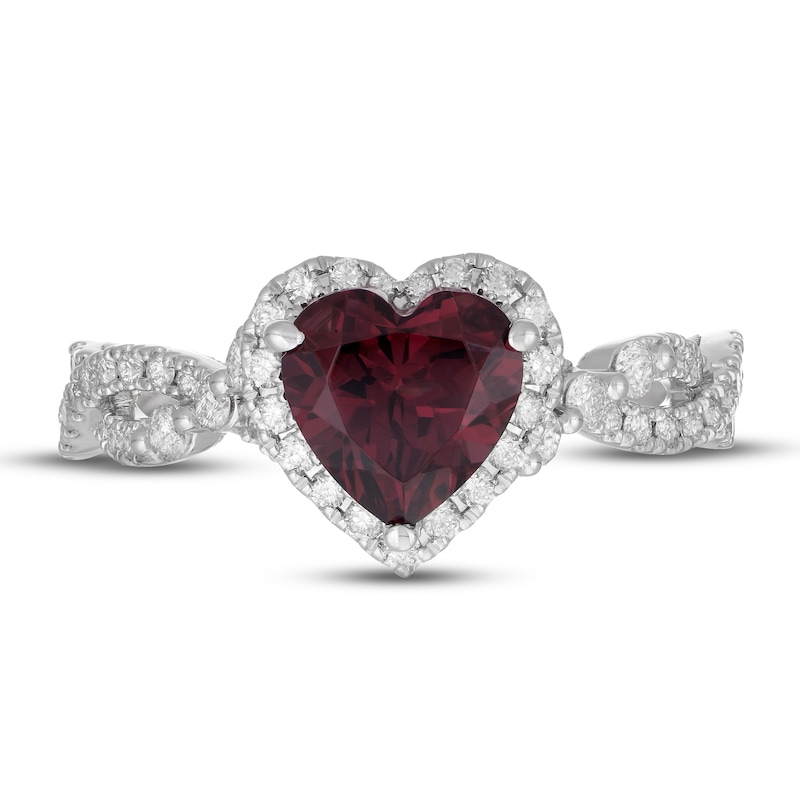Main Image 6 of Neil Lane Rhodolite Garnet & Diamond Engagement Ring 1/2 ct tw Round-cut 14K White Gold