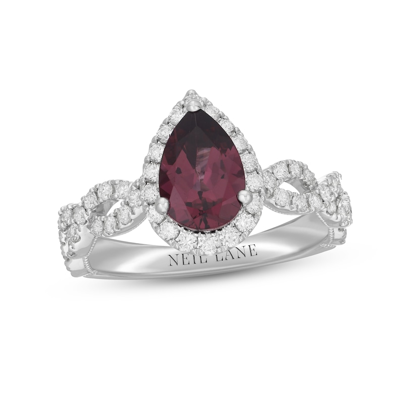 Neil Lane Rhodolite Garnet & Diamond Engagement Ring 3/4 ct tw Round-cut 14K White Gold