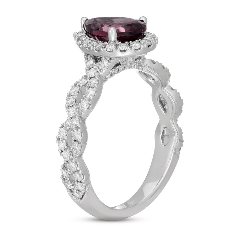 Main Image 2 of Neil Lane Rhodolite Garnet & Diamond Engagement Ring 3/4 ct tw Round-cut 14K White Gold