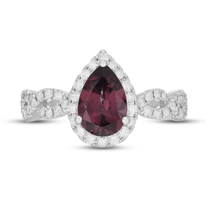 Main Image 3 of Neil Lane Rhodolite Garnet & Diamond Engagement Ring 3/4 ct tw Round-cut 14K White Gold