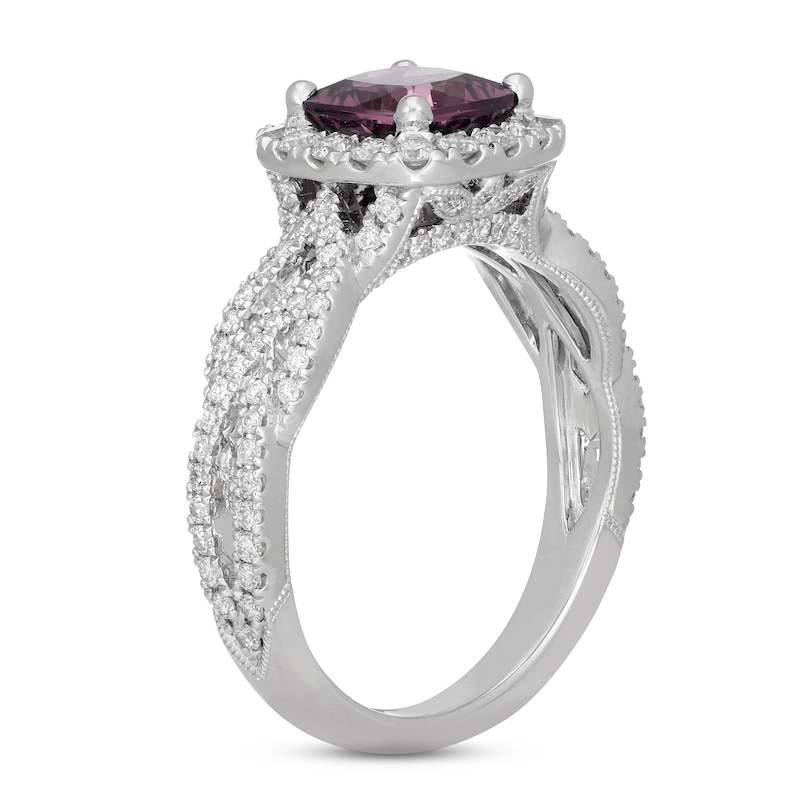 Neil Lane Rhodolite Garnet & Diamond Engagement Ring 3/4 ct tw Round-cut 14K White Gold