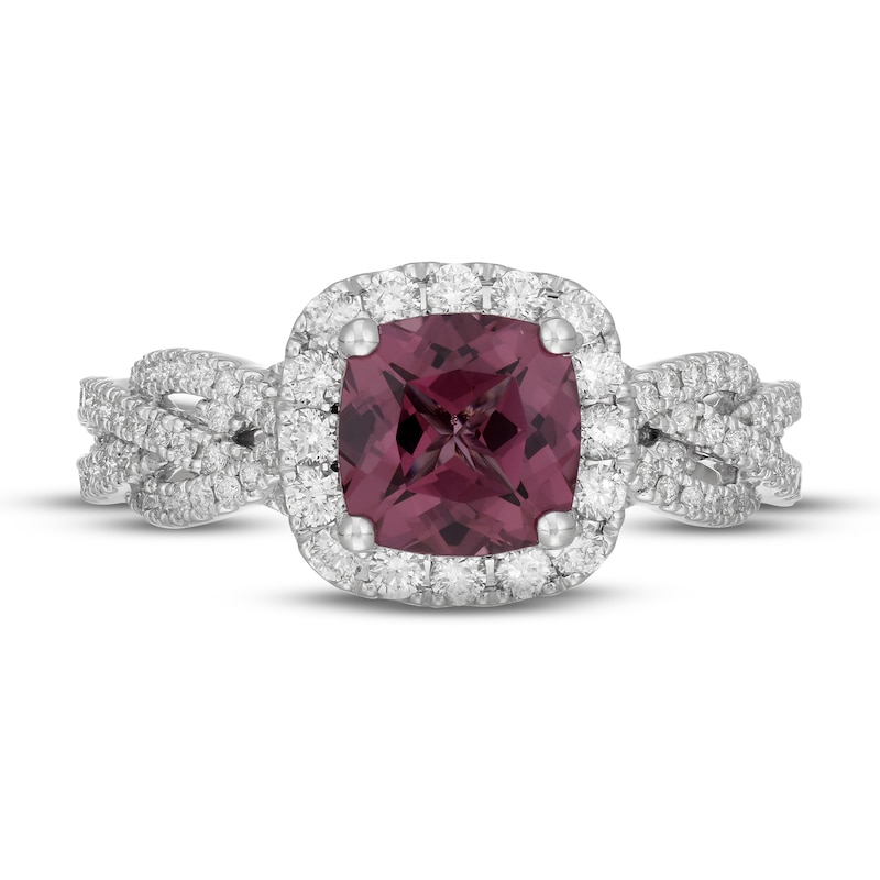 Neil Lane Rhodolite Garnet & Diamond Engagement Ring 3/4 ct tw Round-cut 14K White Gold