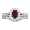 Neil Lane Oval-cut Garnet Bridal Set 7/8 ct tw Diamonds 14K White Gold