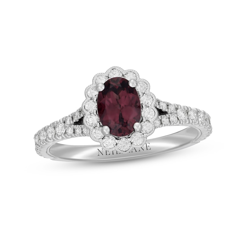Main Image 1 of Neil Lane Rhodolite Garnet & Diamond Engagement Ring 5/8 ct tw Round-cut 14K White Gold