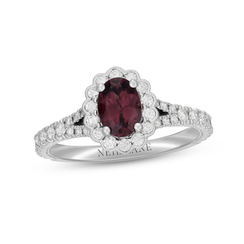 Neil Lane Rhodolite Garnet & Diamond Engagement Ring 5/8 ct tw Round-cut 14K White Gold