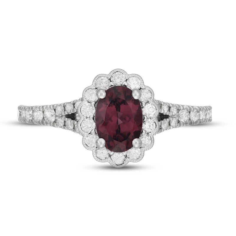 Neil Lane Rhodolite Garnet & Diamond Engagement Ring 5/8 ct tw Round-cut 14K White Gold