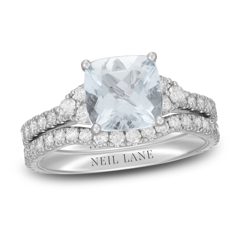 Neil Lane Cushion-cut Aquamarine Bridal Set 1 ct tw Diamonds 14K White ...