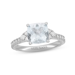 Neil Lane Aquamarine & Diamond Engagement Ring 5/8 ct tw Round-cut 14K White Gold