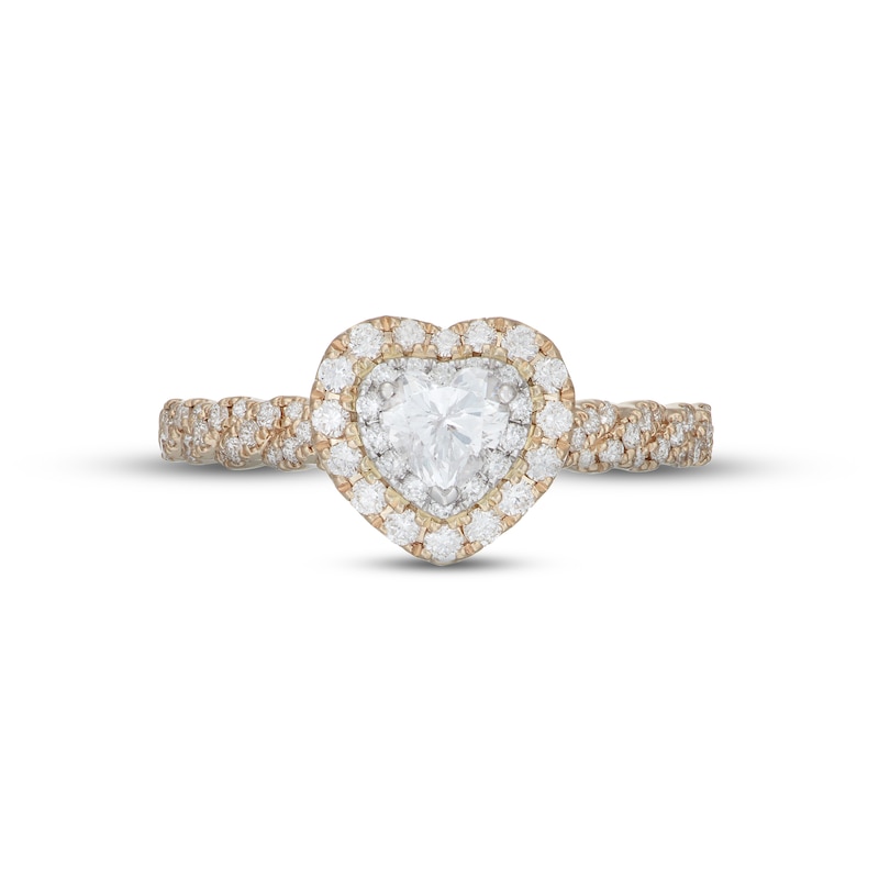 Neil Lane Diamond Engagement Ring 3/4 ct tw Heart & Round-cut 14K Two-Tone Gold