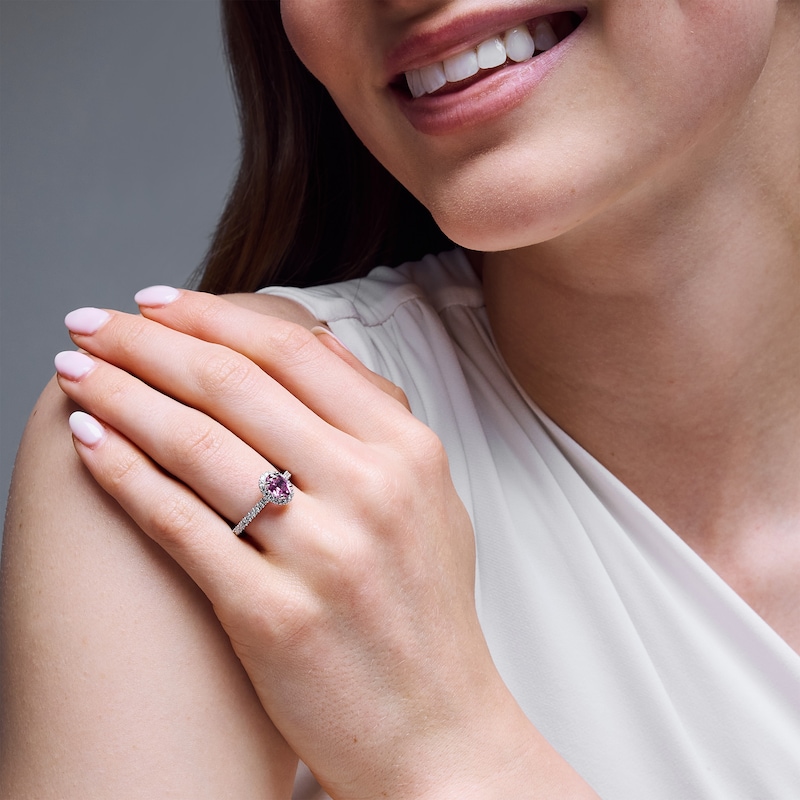 Main Image 8 of Neil Lane Diamond & Pink Tourmaline Engagement Ring 1/2 ct tw 14K White Gold