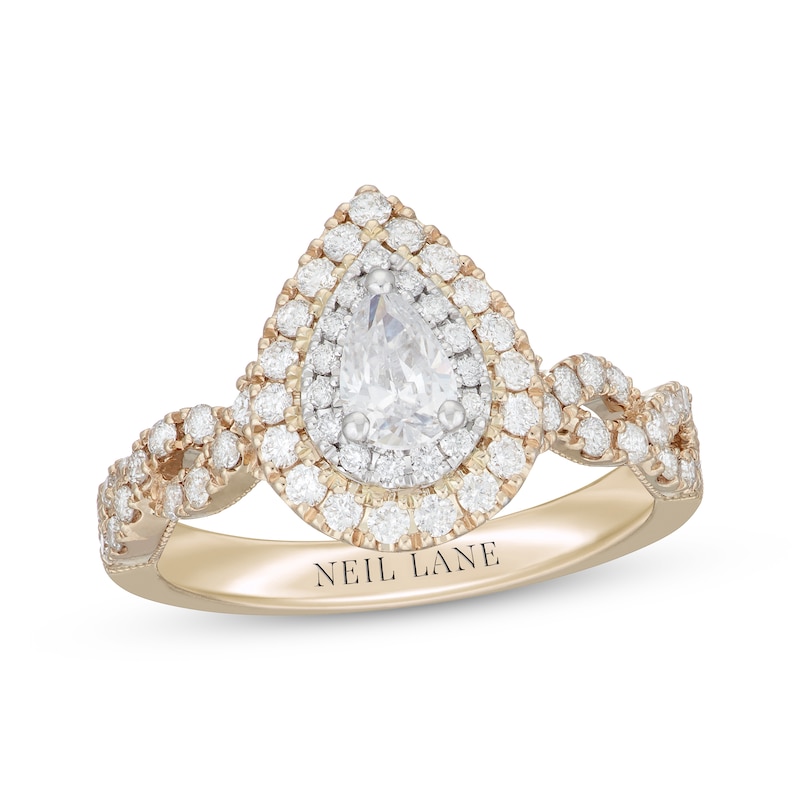 Main Image 1 of Neil Lane Diamond Engagement Ring 1 ct tw Pear & Round-cut 14K Two-Tone Gold