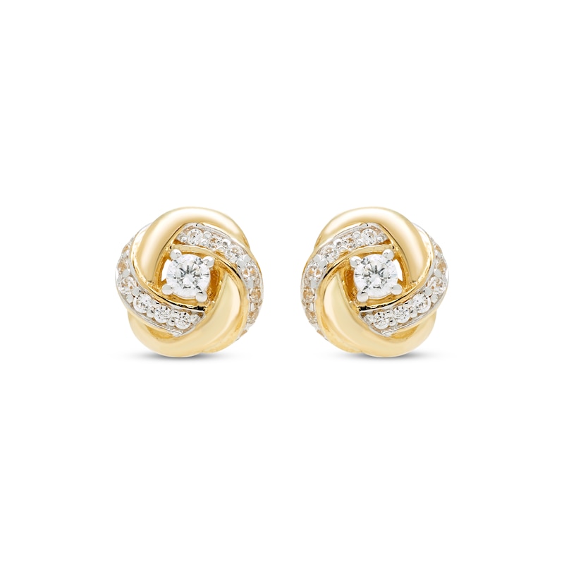 Main Image 2 of Diamond Love Knot Stud Earrings 1/6 ct tw 10K Yellow Gold