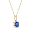Thumbnail Image 2 of Blue Round-Cut Lab-Created Sapphire Necklace 10K Yellow Gold 18"