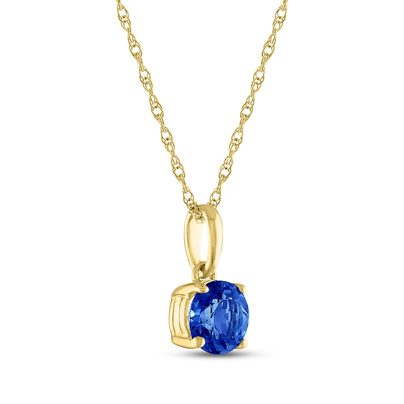 Main Image 2 of Blue Round-Cut Lab-Created Sapphire Necklace 10K Yellow Gold 18"