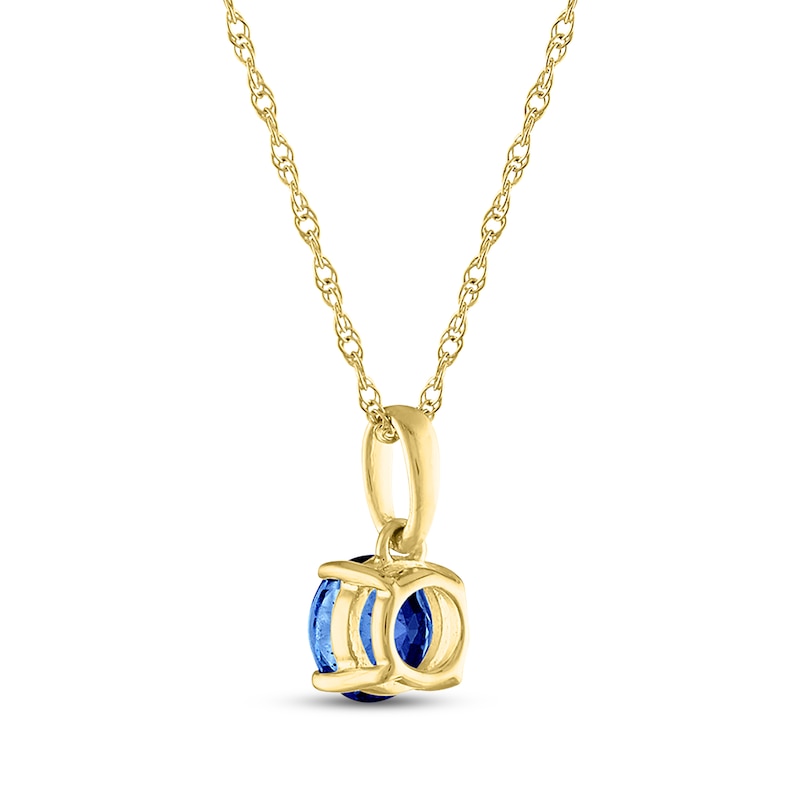 Main Image 3 of Blue Round-Cut Lab-Created Sapphire Necklace 10K Yellow Gold 18"
