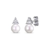 Thumbnail Image 0 of Cultured Pearl & Round-Cut White Lab-Created Sapphire Stud Earrings Sterling Silver