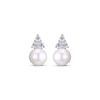 Thumbnail Image 1 of Cultured Pearl & Round-Cut White Lab-Created Sapphire Stud Earrings Sterling Silver