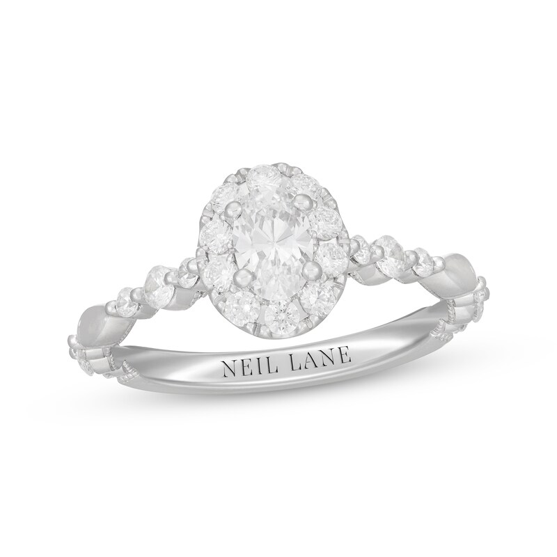 Neil Lane Oval-Cut Diamond Halo Engagement Ring 1 ct tw 14K White Gold